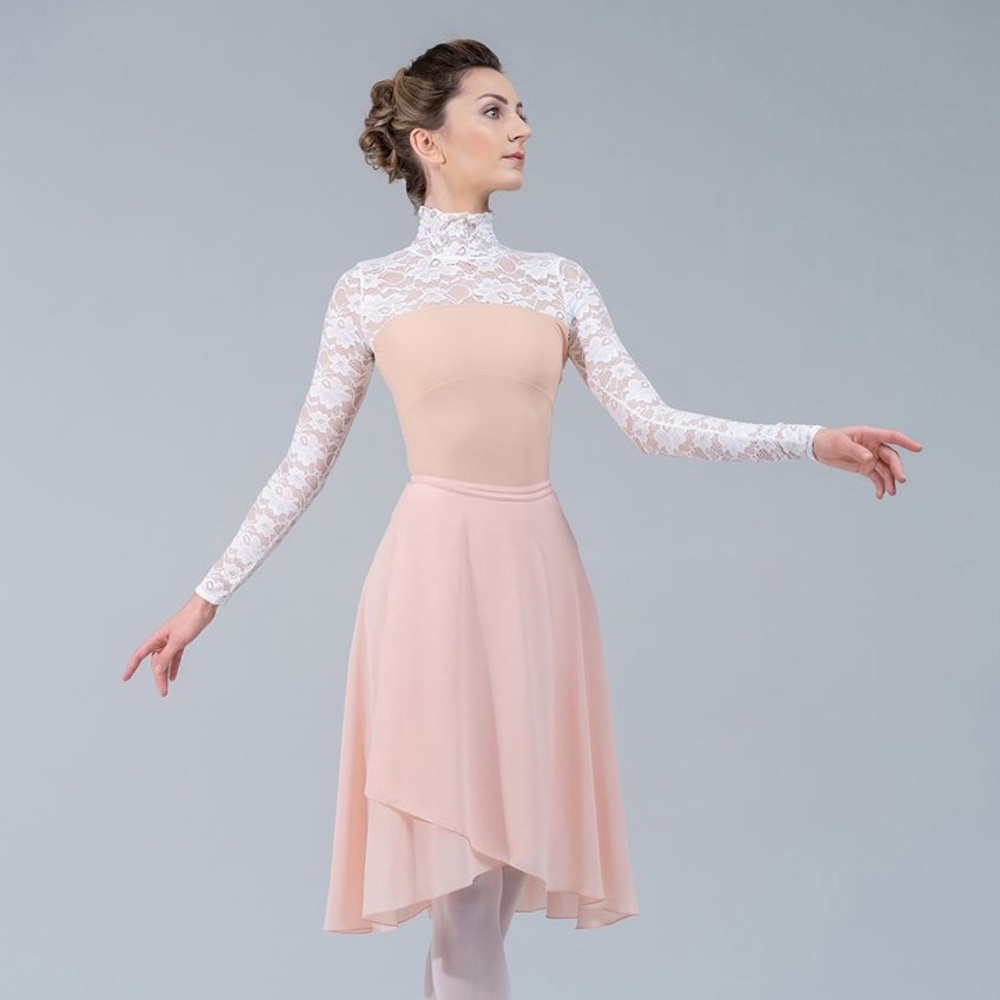 Casta Diva High Neck Lace Long Sleeve Leotard